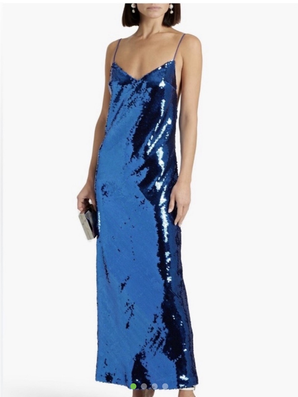 Ronny Kobo Shelly Sequined Chiffon Maxi Dress Bright Blue